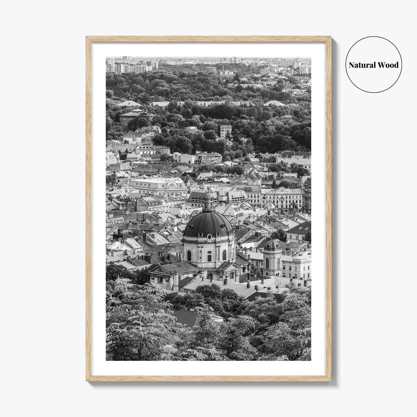 Lviv Black and White Fine Art Photo Print, Historic City Center, Ukraine Poster