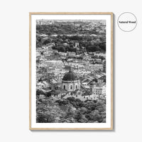 Lviv Black and White Fine Art Photo Print, Historic City Center, Ukraine Poster