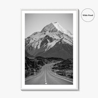 Aoraki Mount Cook Black and White Fine Art Photo Print, New Zealand Poster