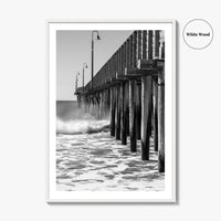 Cayucos Black and White Fine Art Photo Print, Estero Bay Pier, California Poster