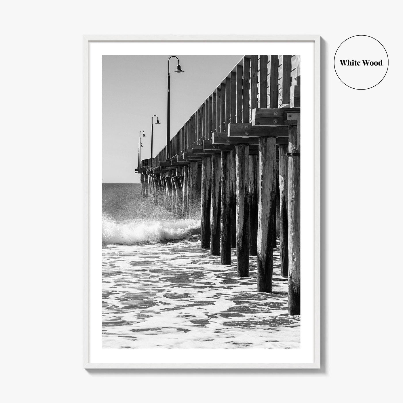 Cayucos Black and White Fine Art Photo Print, Estero Bay Pier, California Poster