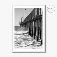 Cayucos Black and White Fine Art Photo Print, Estero Bay Pier, California Poster