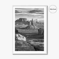 Monument Valley Black and White Fine Art Photo Print, Hunts Mesa Arizona Poster