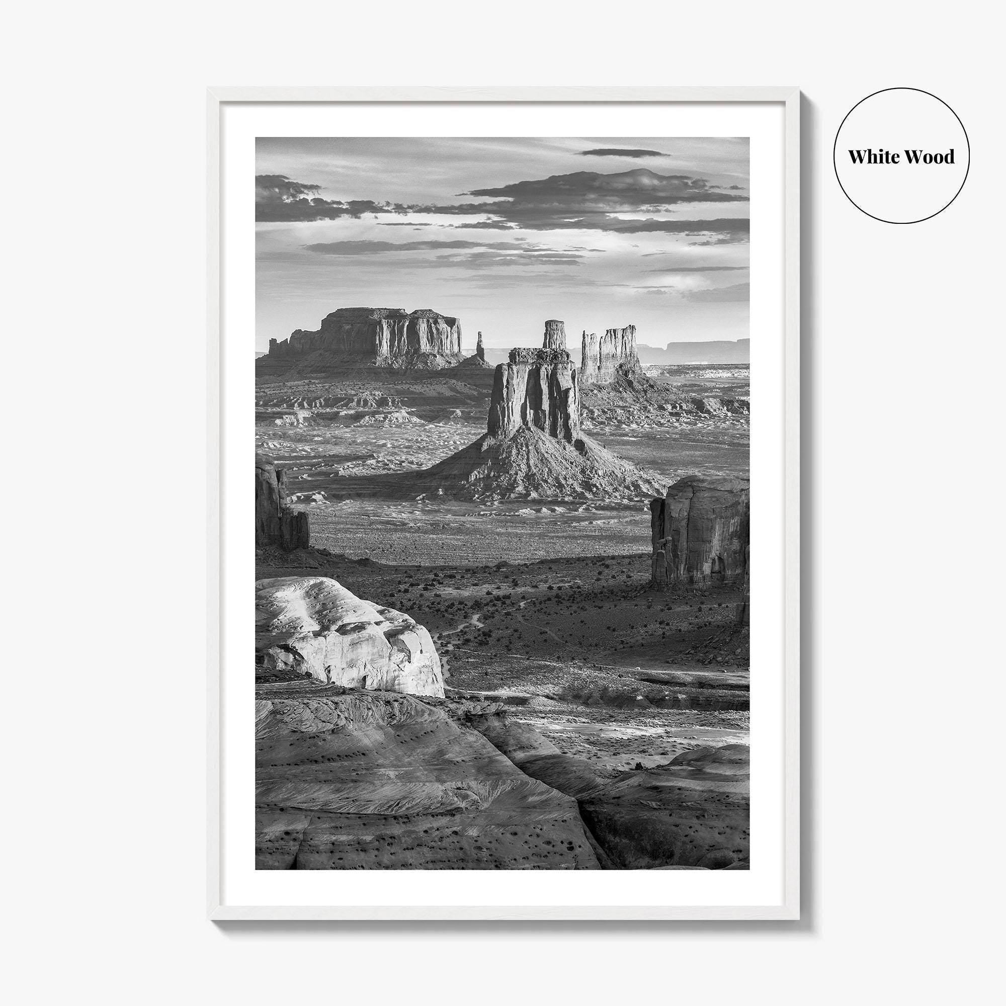 Monument Valley Black and White Fine Art Photo Print, Hunts Mesa Arizona Poster