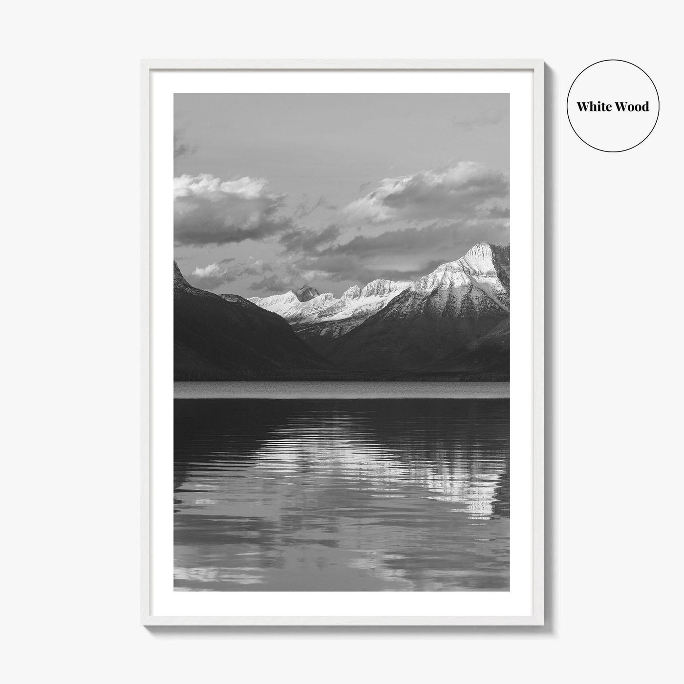Glacier National Park Black and White Fine Art Photo Print, Montana Wall Poster, USA