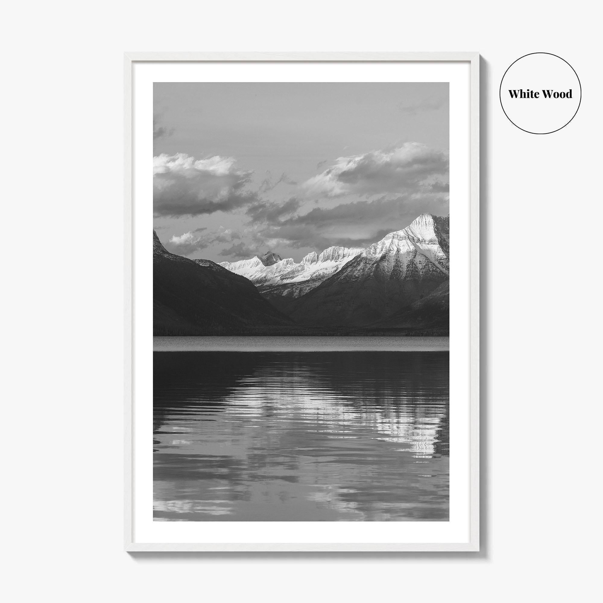 Glacier National Park Black and White Fine Art Photo Print, Montana Wall Poster, USA