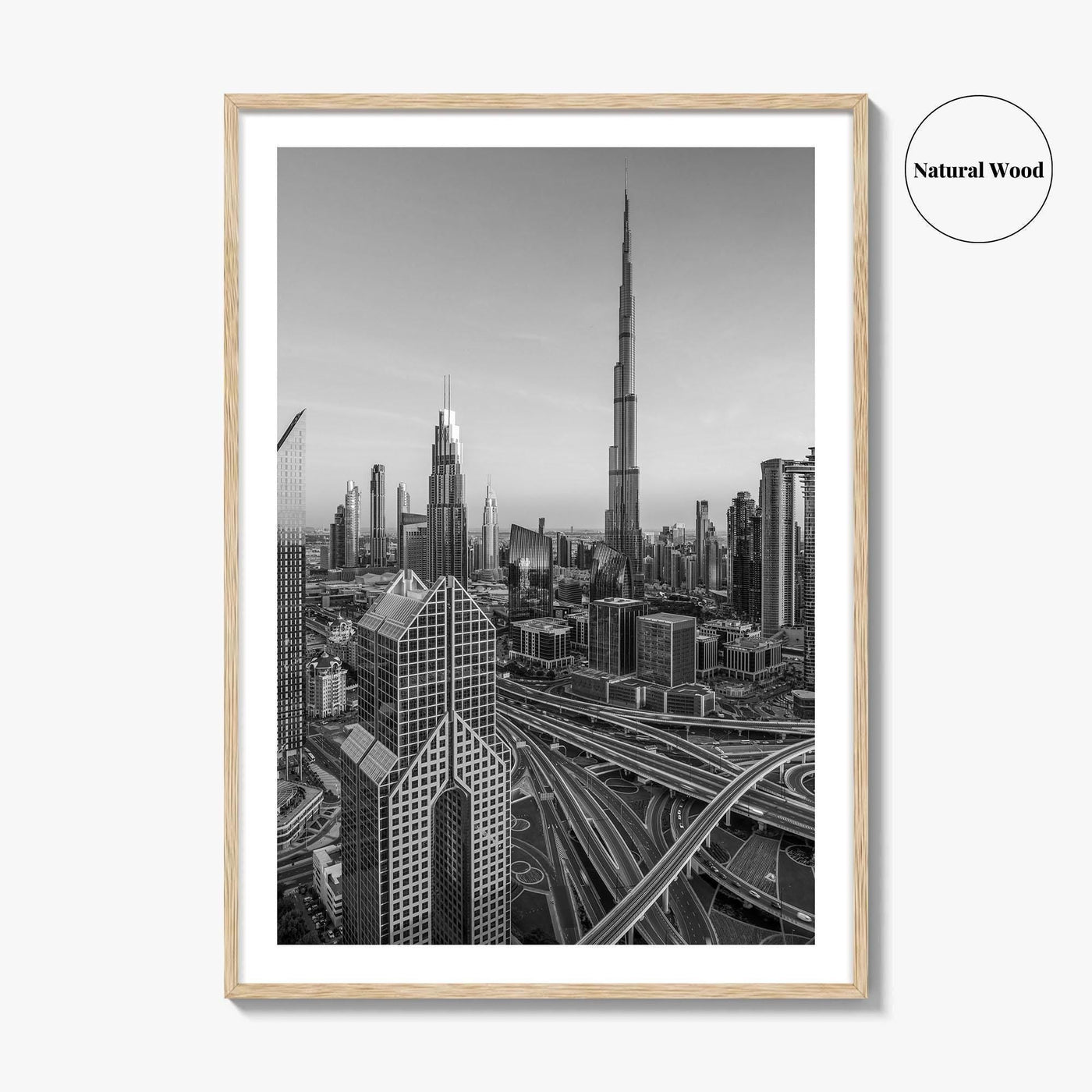 Dubai Skyline Black and White Fine Art Photo Print, Sheikh Zayed Road, UAE Poster