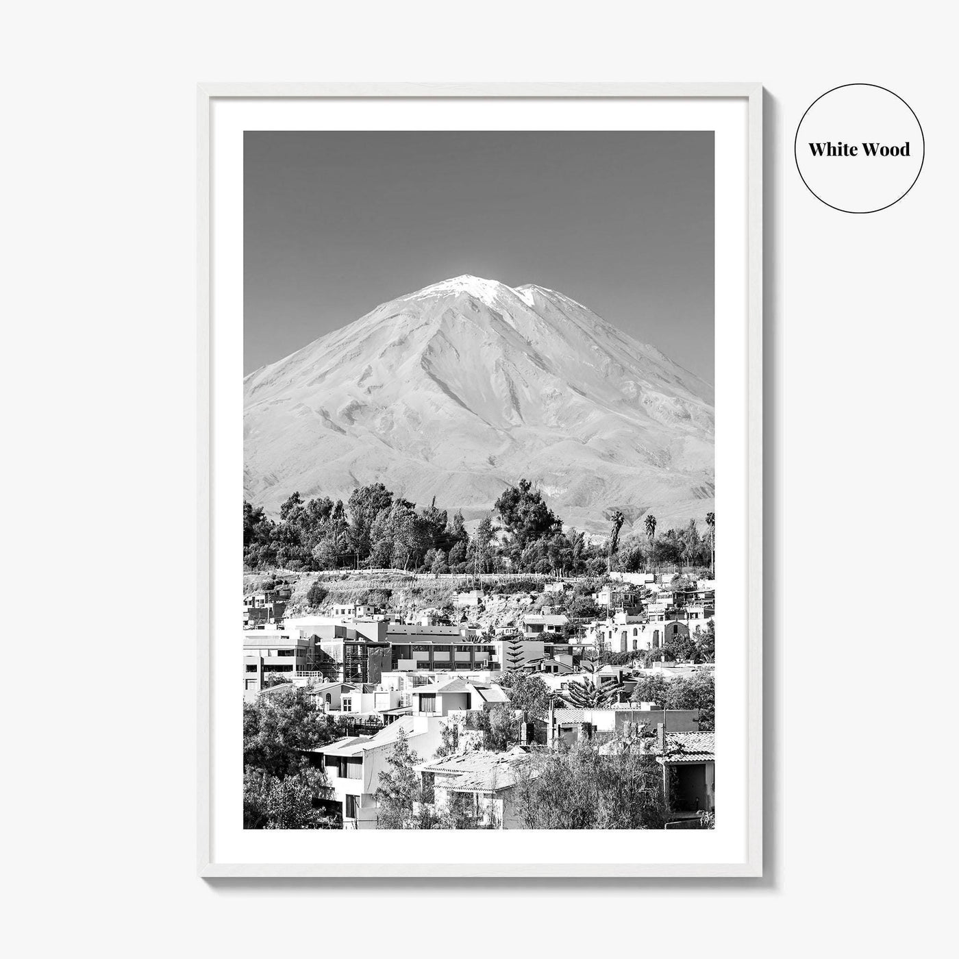 Arequipa Black and White Fine Art Photo Print, El Misti Volcano, Peru Poster