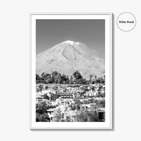Arequipa Black and White Fine Art Photo Print, El Misti Volcano, Peru Poster