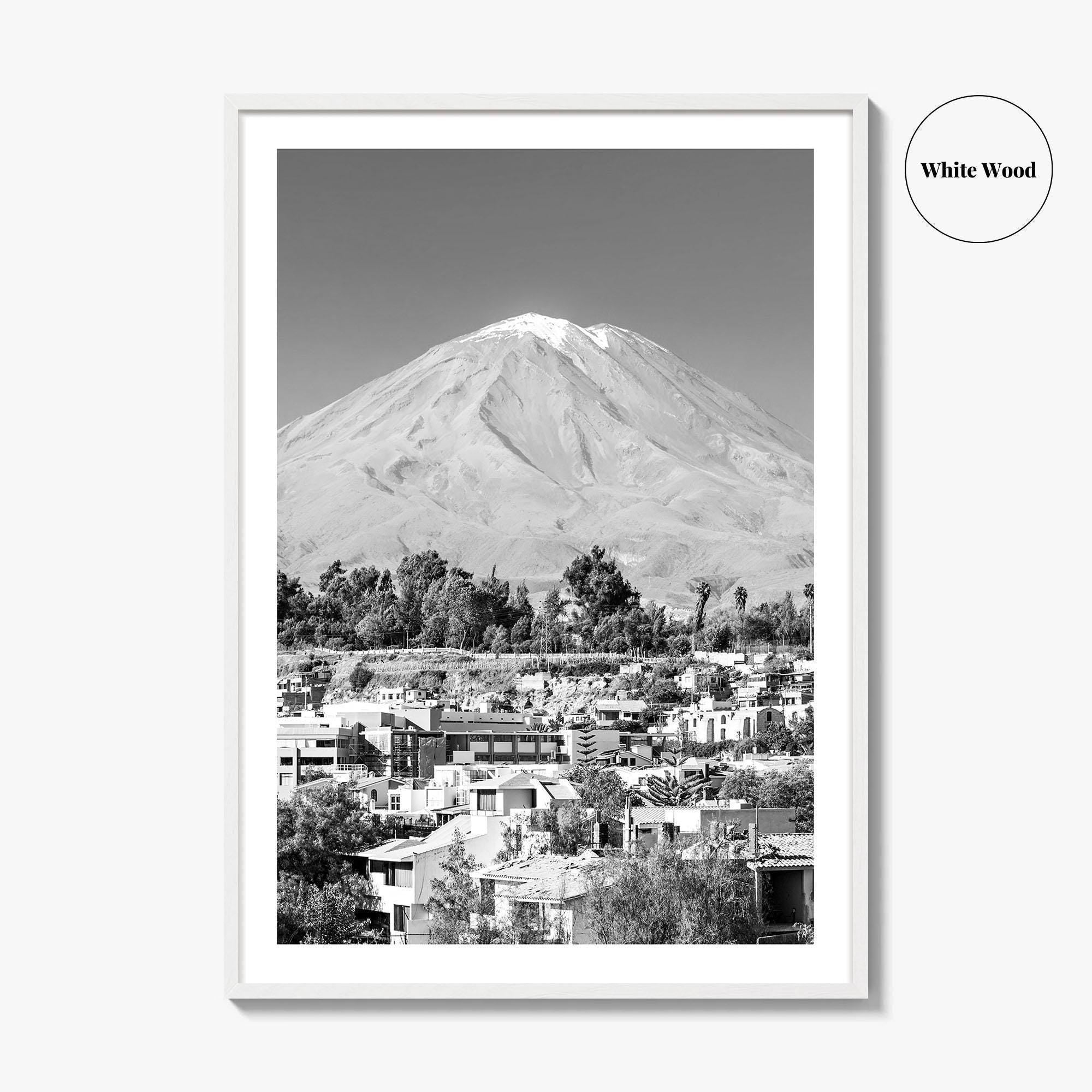 Arequipa Black and White Fine Art Photo Print, El Misti Volcano, Peru Poster
