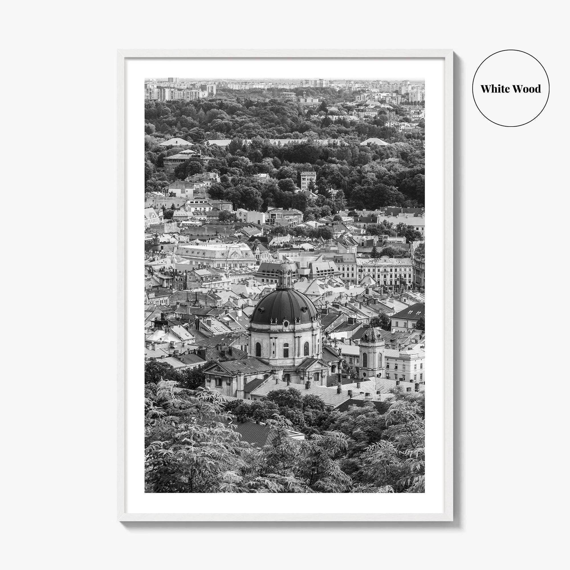 Lviv Black and White Fine Art Photo Print, Historic City Center, Ukraine Poster