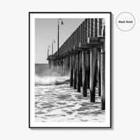 Cayucos Black and White Fine Art Photo Print, Estero Bay Pier, California Poster