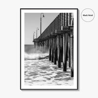 Cayucos Black and White Fine Art Photo Print, Estero Bay Pier, California Poster