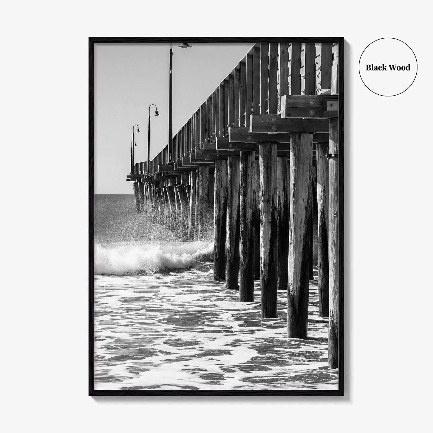 Cayucos Black and White Fine Art Photo Print, Estero Bay Pier, California Poster