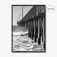 Cayucos Black and White Fine Art Photo Print, Estero Bay Pier, California Poster