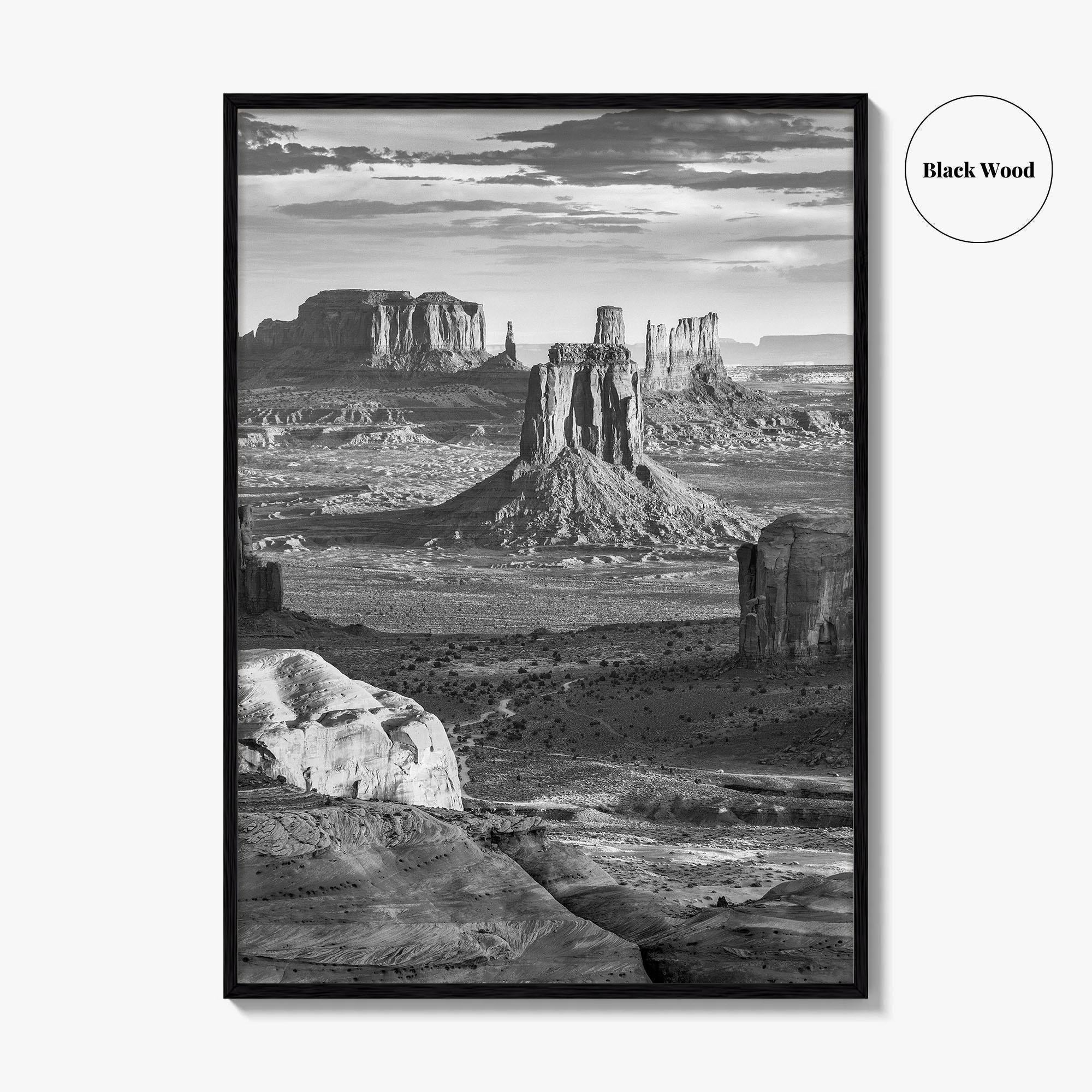 Monument Valley Black and White Fine Art Photo Print, Hunts Mesa Arizona Poster