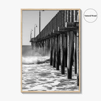 Cayucos Black and White Fine Art Photo Print, Estero Bay Pier, California Poster