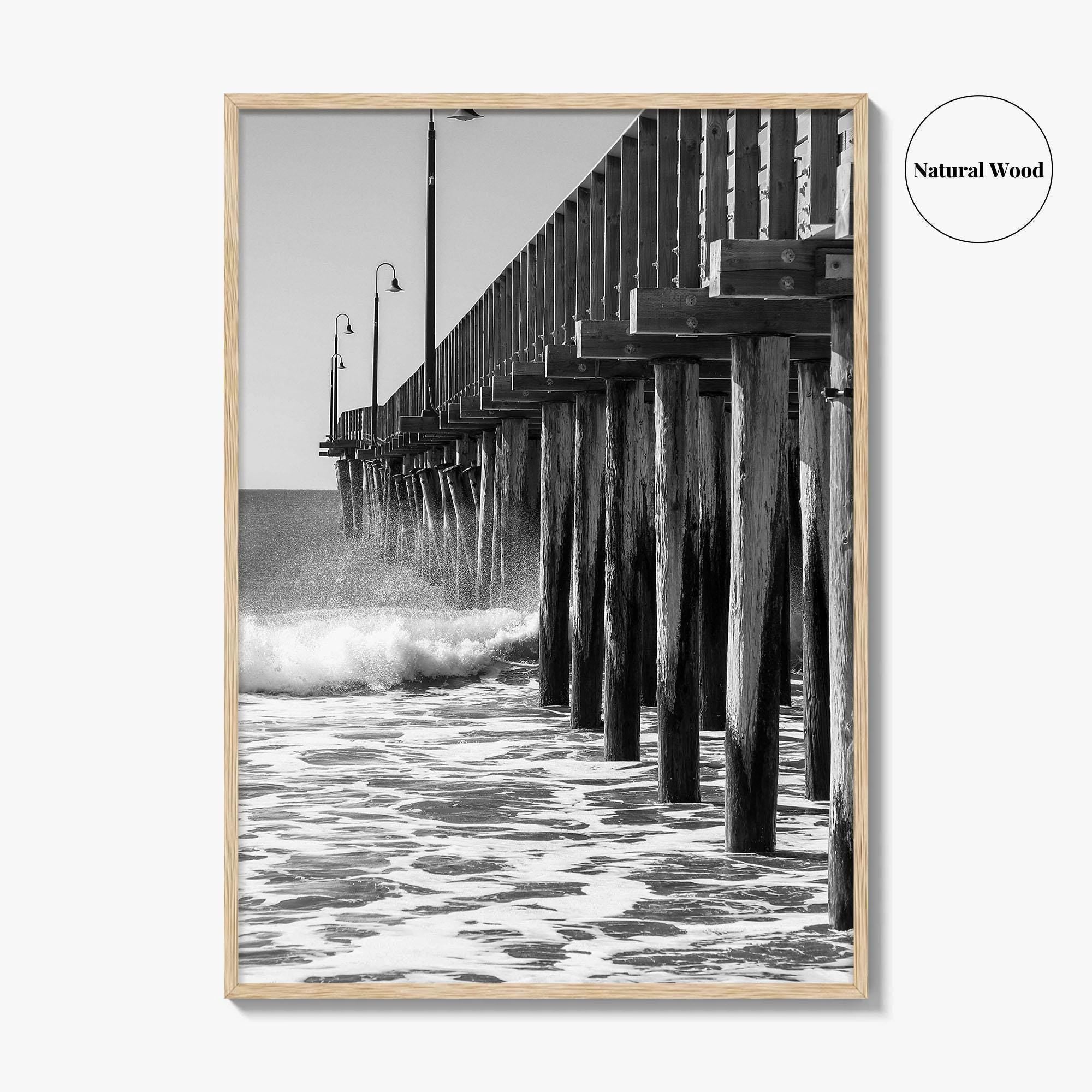 Cayucos Black and White Fine Art Photo Print, Estero Bay Pier, California Poster