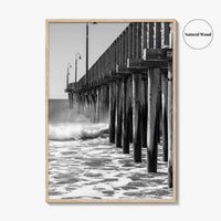 Cayucos Black and White Fine Art Photo Print, Estero Bay Pier, California Poster