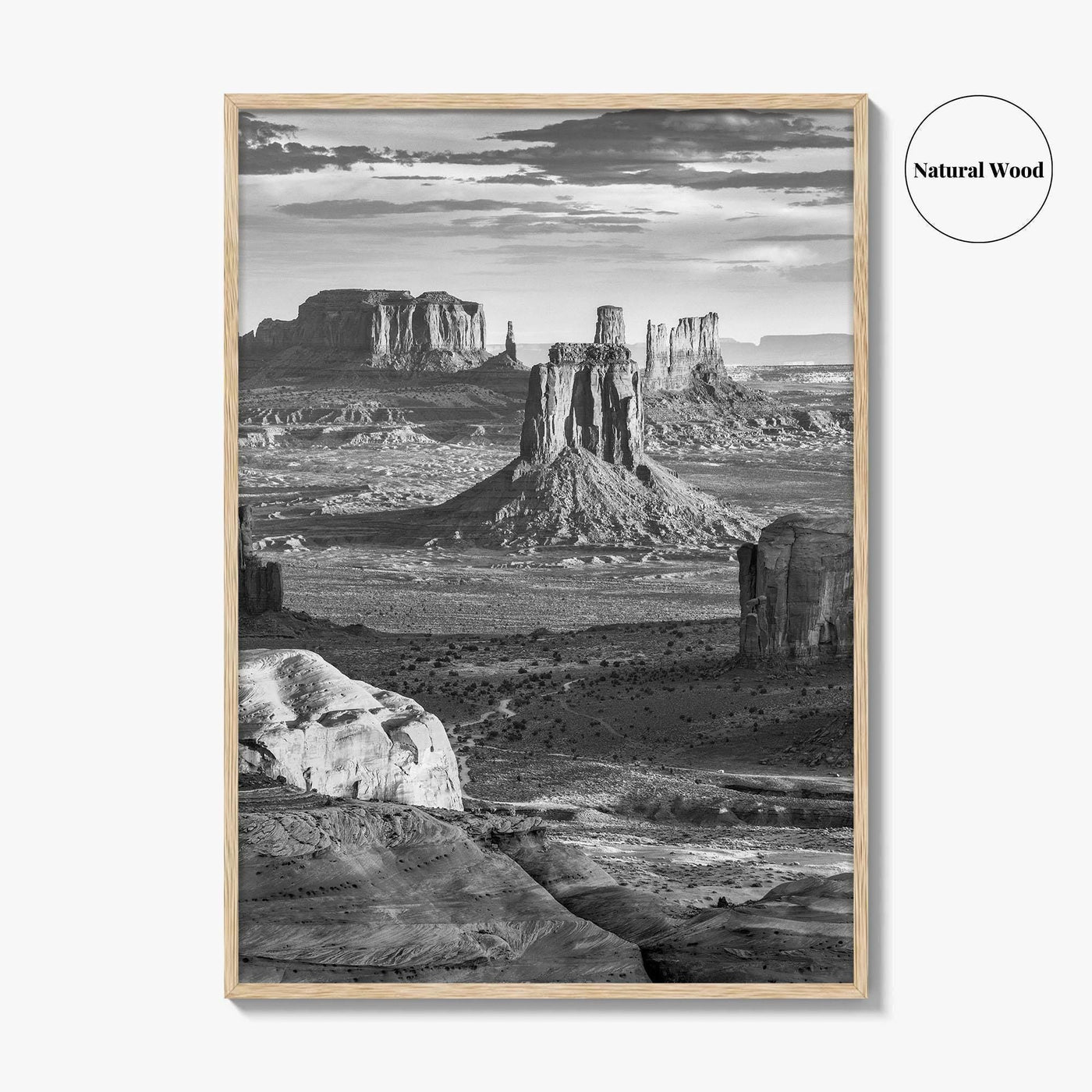 Monument Valley Black and White Fine Art Photo Print, Hunts Mesa Arizona Poster