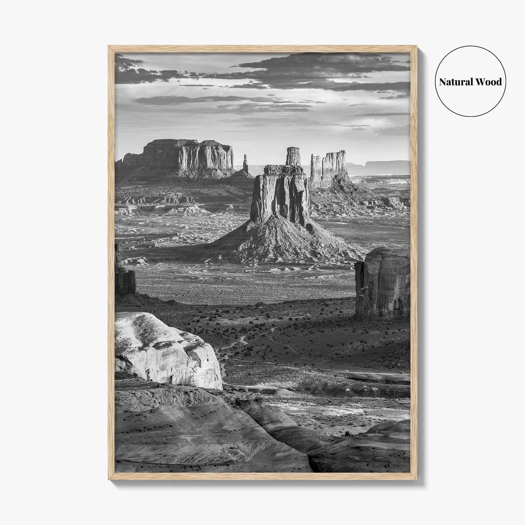 Monument Valley Black and White Fine Art Photo Print, Hunts Mesa Arizona Poster