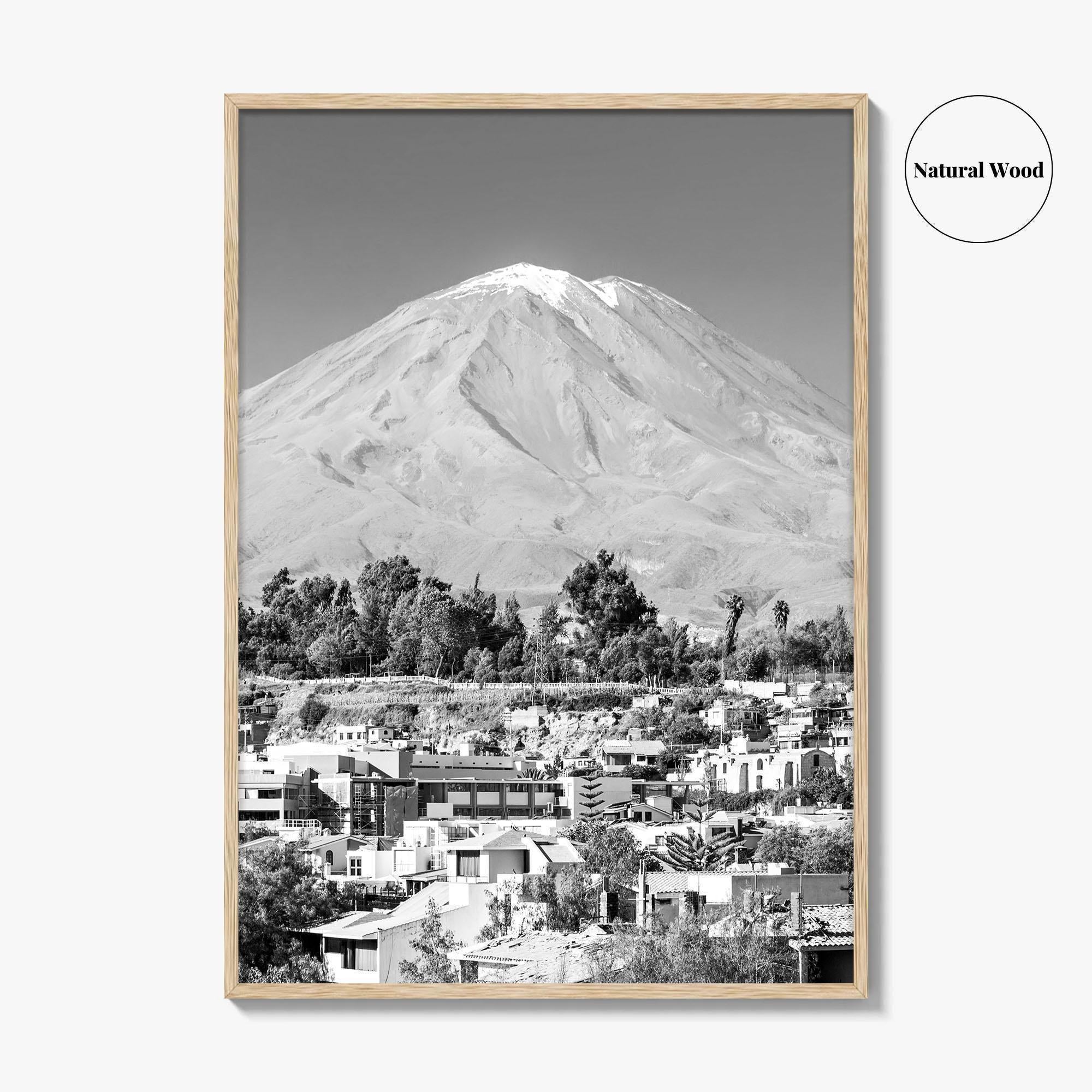 Arequipa Black and White Fine Art Photo Print, El Misti Volcano, Peru Poster