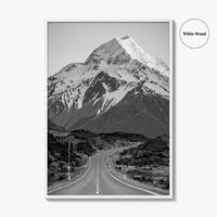 Aoraki Mount Cook Black and White Fine Art Photo Print, New Zealand Poster