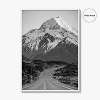 Aoraki Mount Cook Black and White Fine Art Photo Print, New Zealand Poster