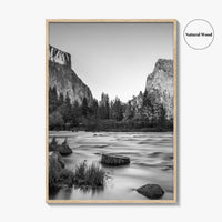 Yosemite Black and White Fine Art Photo Print, Valley View California Poster