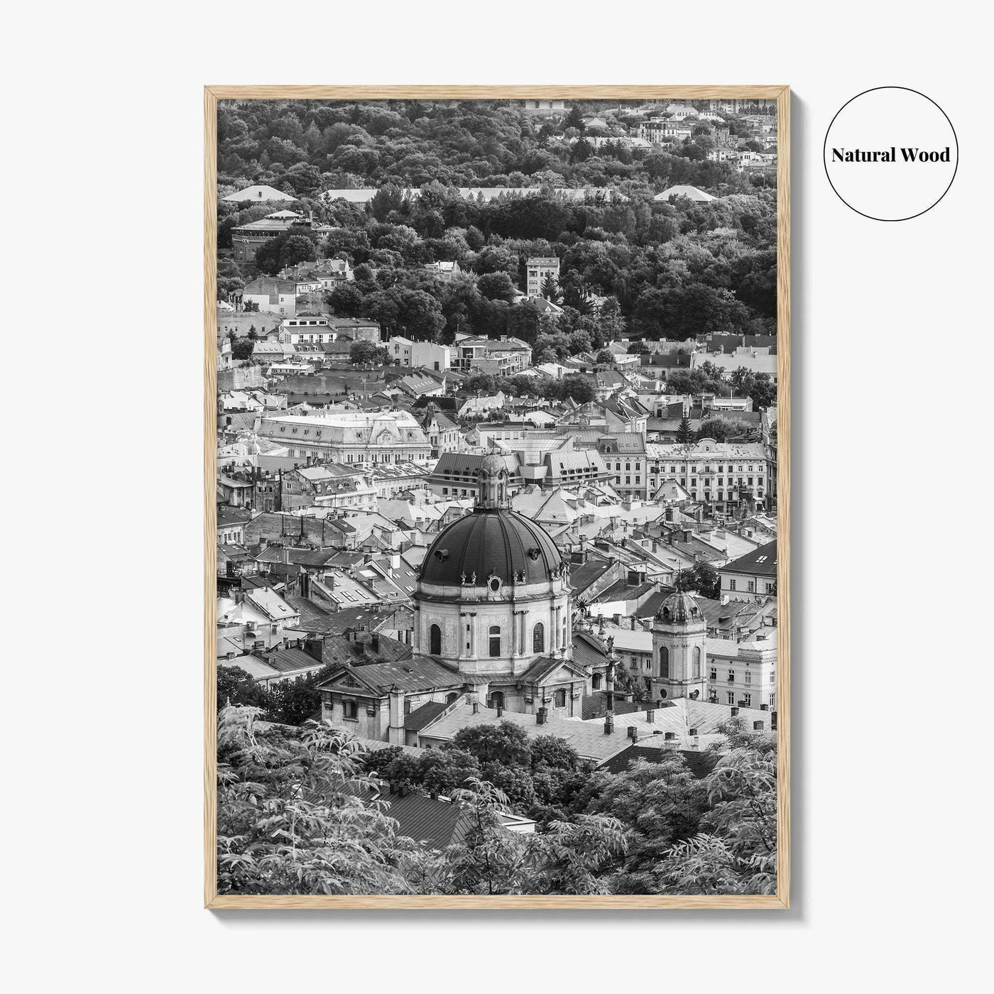 Lviv Black and White Fine Art Photo Print, Historic City Center, Ukraine Poster