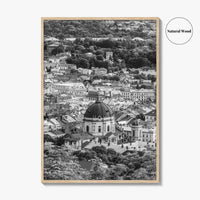 Lviv Black and White Fine Art Photo Print, Historic City Center, Ukraine Poster