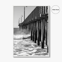 Cayucos Black and White Fine Art Photo Print, Estero Bay Pier, California Poster