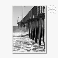 Cayucos Black and White Fine Art Photo Print, Estero Bay Pier, California Poster