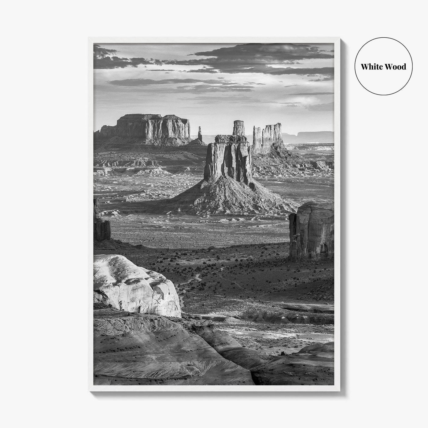 Monument Valley Black and White Fine Art Photo Print, Hunts Mesa Arizona Poster