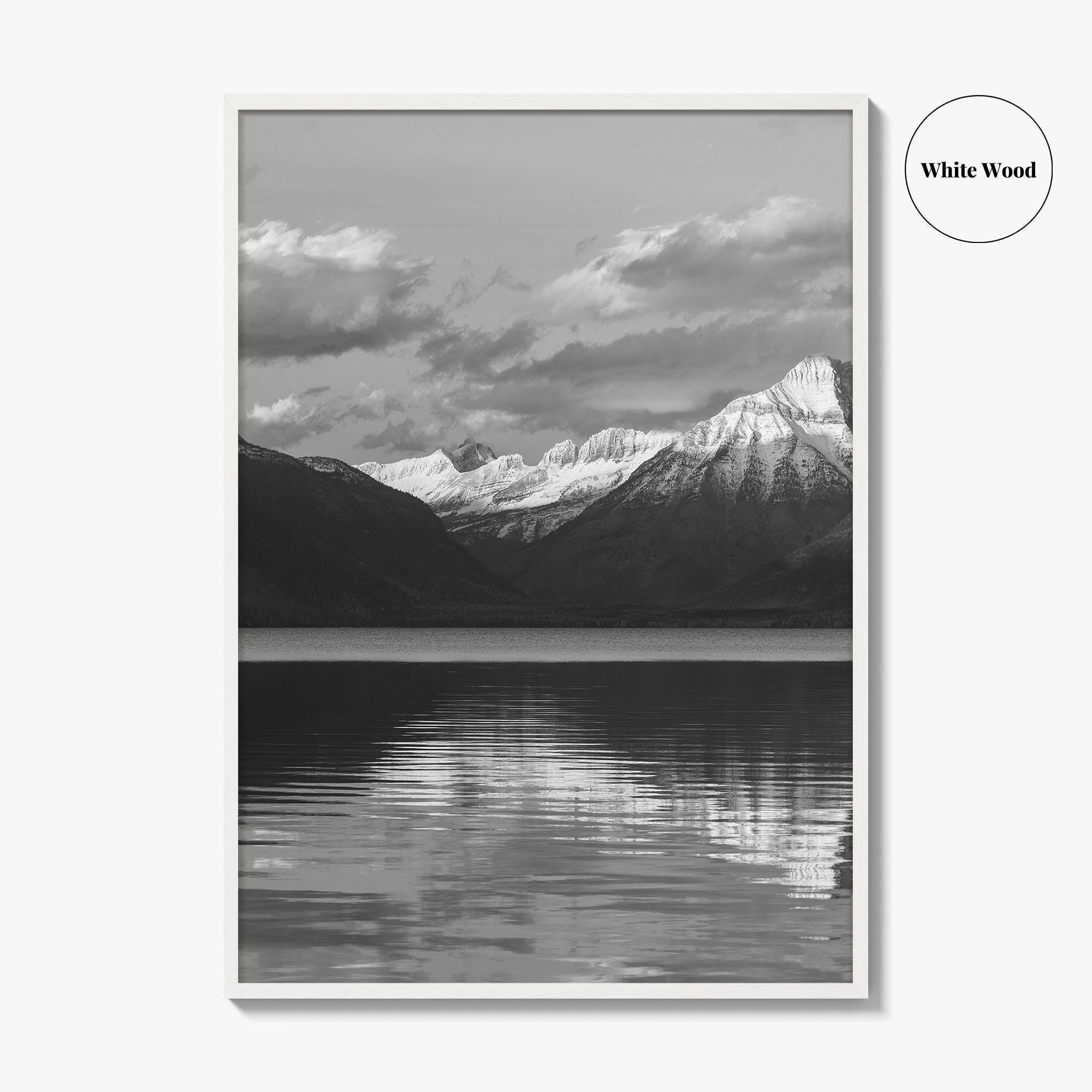 Glacier National Park Black and White Fine Art Photo Print, Montana Wall Poster, USA