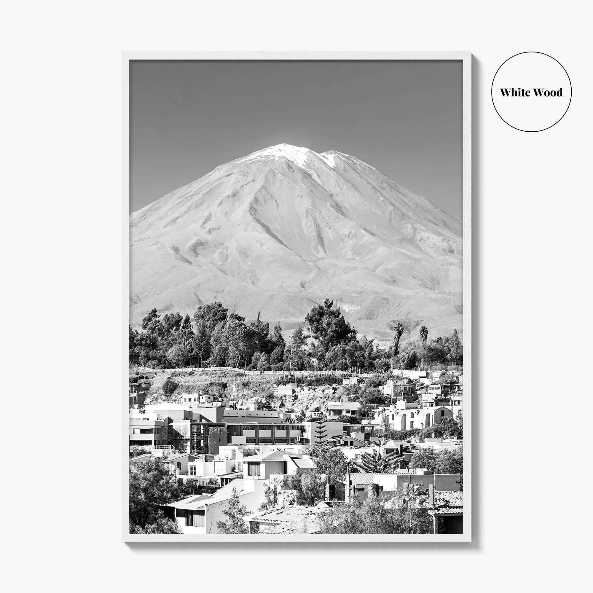 Arequipa Black and White Fine Art Photo Print, El Misti Volcano, Peru Poster