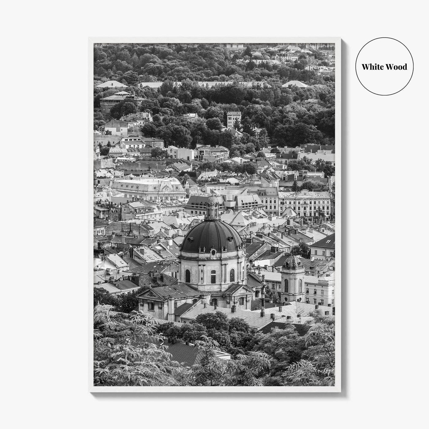 Lviv Black and White Fine Art Photo Print, Historic City Center, Ukraine Poster