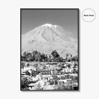Arequipa Black and White Fine Art Photo Print, El Misti Volcano, Peru Poster