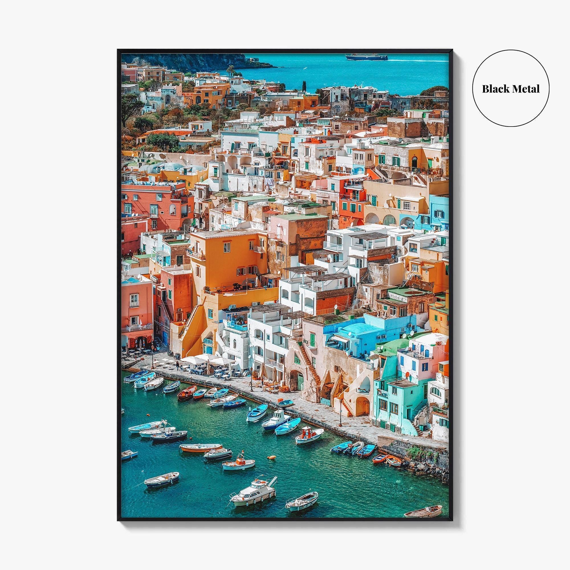 Naples Italy Fine Art Photo Print, Procida Island Old Town Port, Wall Poster