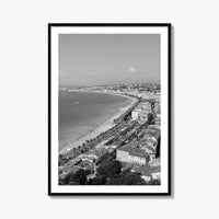 French Riviera Black and White Fine Art Photo Print, Castle Hill View, France Poster