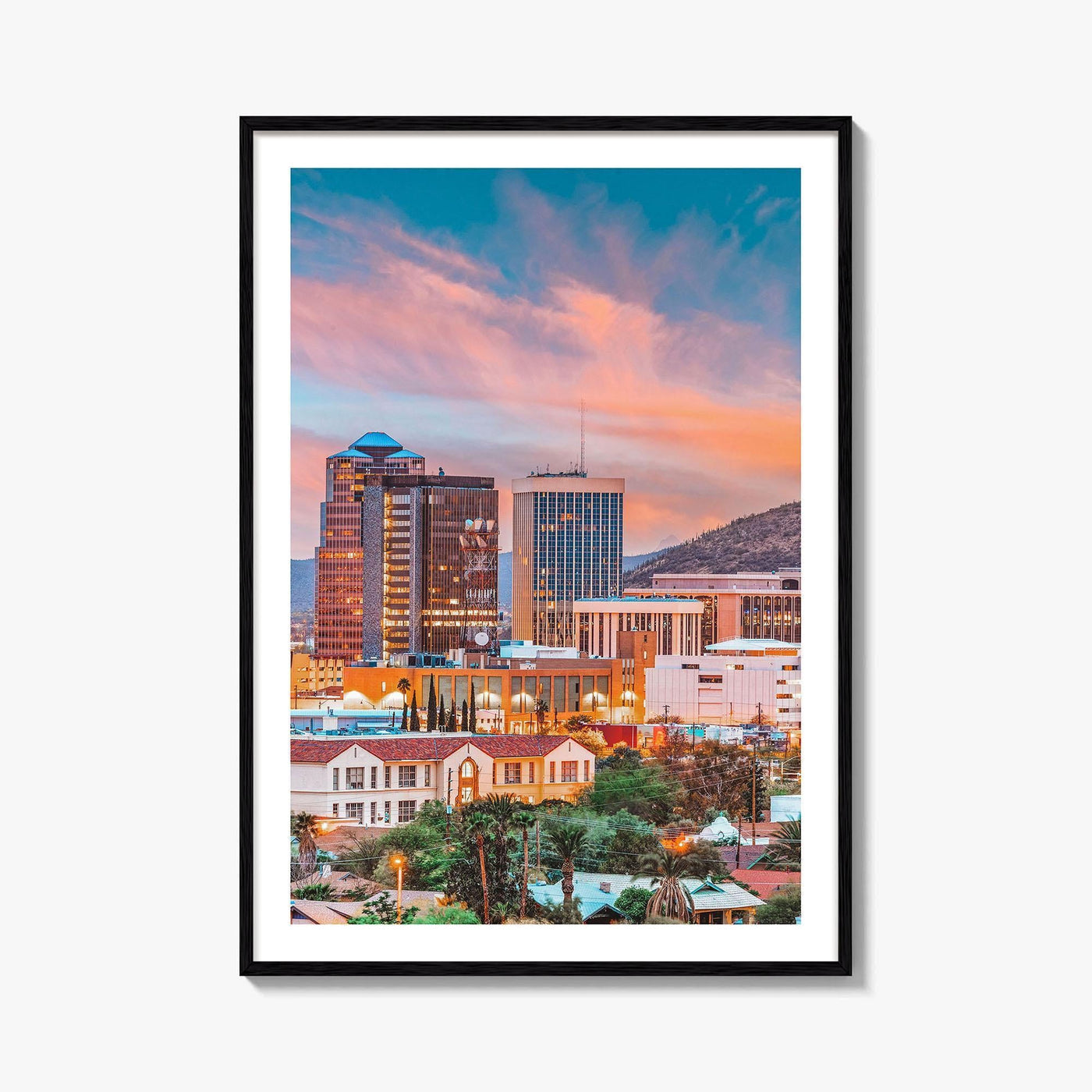 Tucson Skyline Fine Art Photo Print, Arizona, Downtown, Sentinel Peak A Mountain, Wall Decor