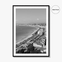 French Riviera Black and White Fine Art Photo Print, Castle Hill View, France Poster