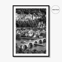 Heidelberg Black and White Fine Art Photo Print, Germany, Carl Theodor Bridge, Castle