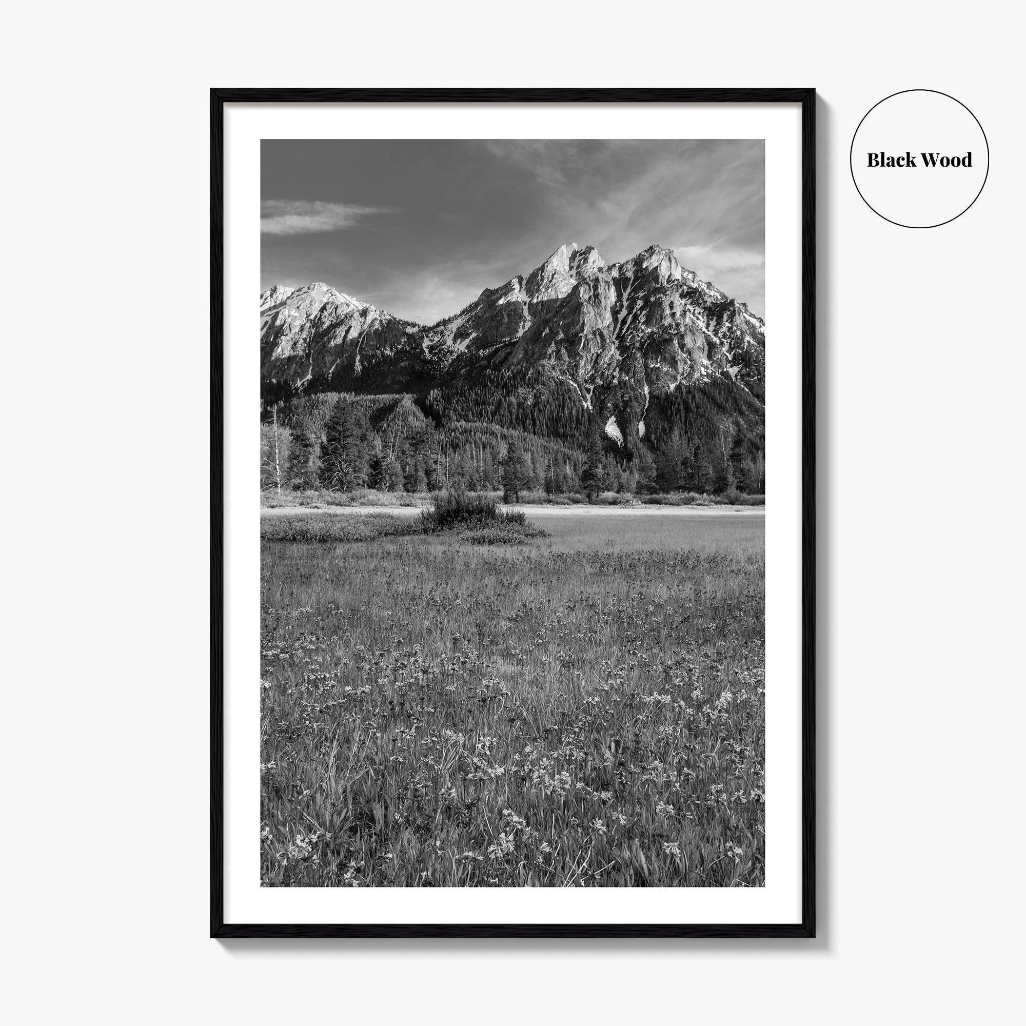 Idaho Black and White Fine Art Photo Print, McGown Peak Sawtooth Mountains USA Poster
