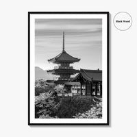 Kyoto Black and White Fine Art Photo Print, Kiyomizu-dera Sakura Cherry Blossom Japan Poster