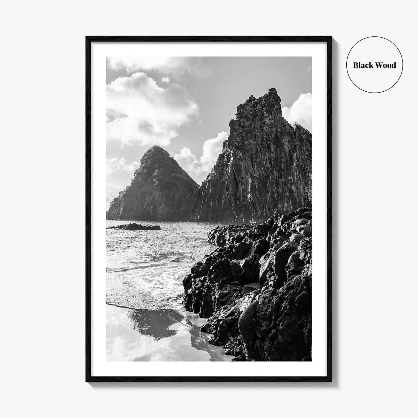 Fernando de Noronha Black and White Fine Art Photo Print, Dois Irmaos Brazil Poster