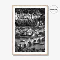 Heidelberg Black and White Fine Art Photo Print, Germany, Carl Theodor Bridge, Castle