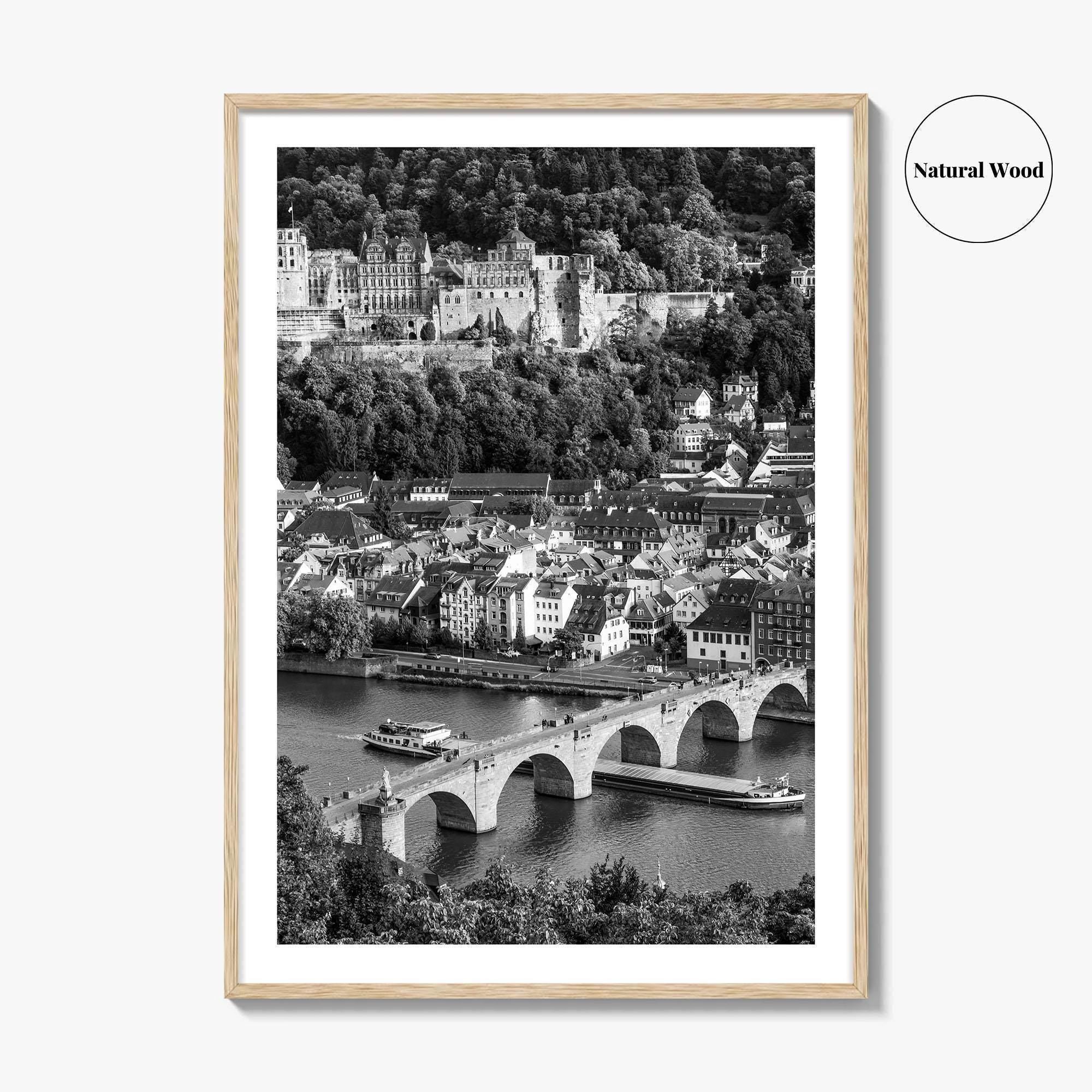 Heidelberg Black and White Fine Art Photo Print, Germany, Carl Theodor Bridge, Castle