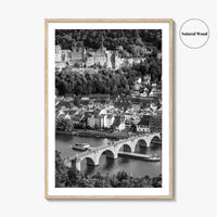 Heidelberg Black and White Fine Art Photo Print, Germany, Carl Theodor Bridge, Castle