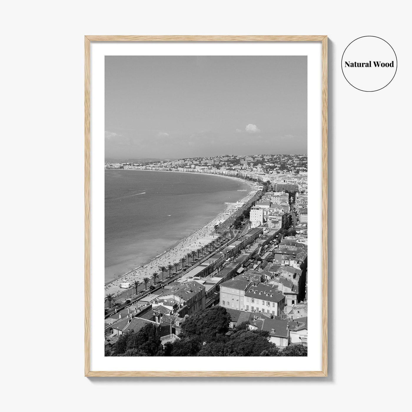 French Riviera Black and White Fine Art Photo Print, Castle Hill View, France Poster